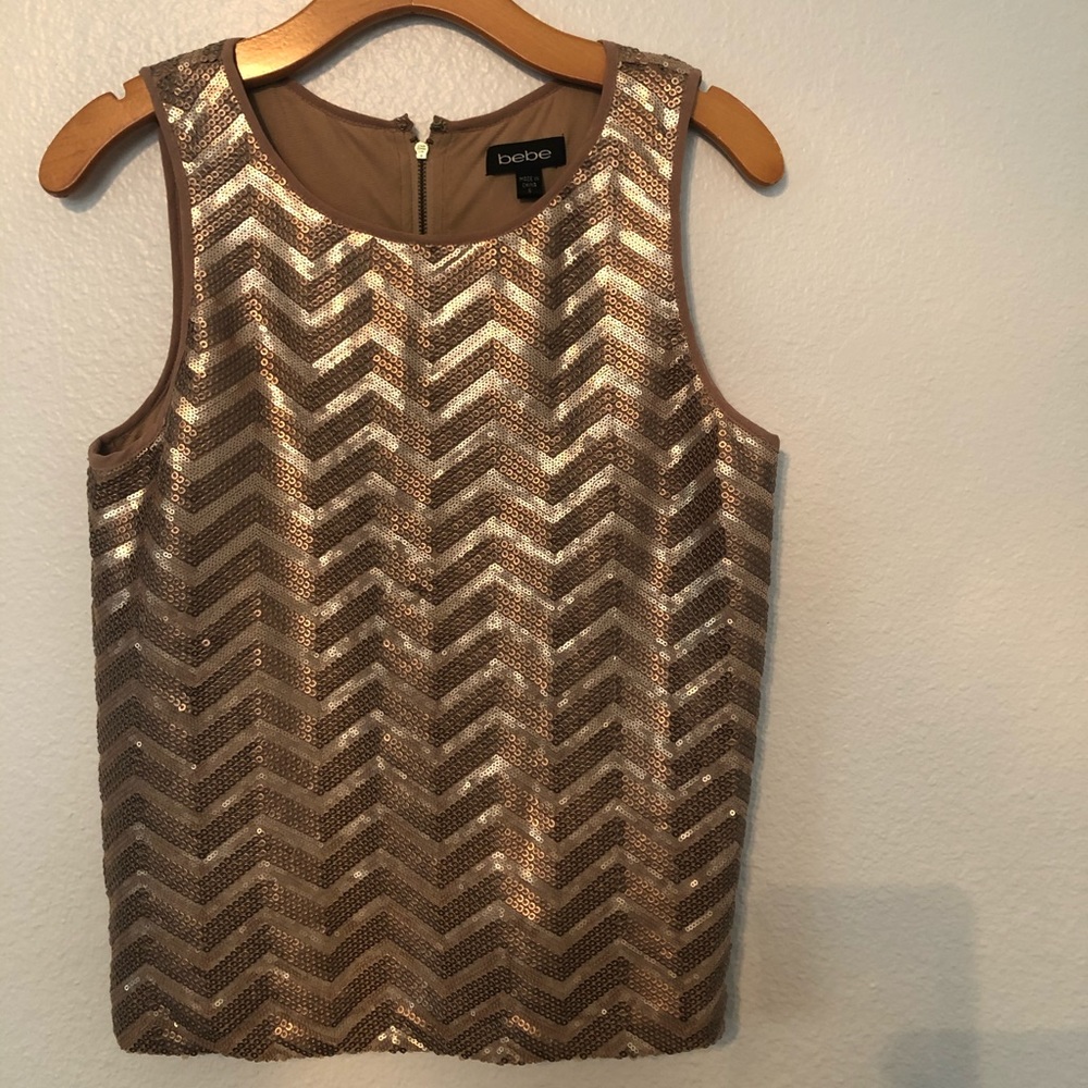 Bebe Sequin Chevron Top, S